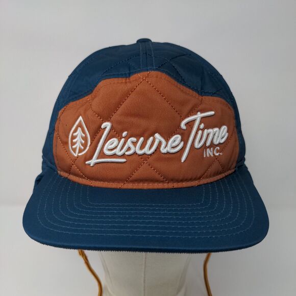 Leisure Time Slideback Hat Blue One Size Chin Strap Ear Flap Quilted - Picture 2 of 9